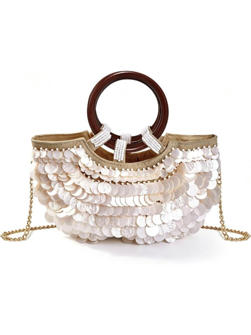Seashell Beaded Clutch Bag for Women - Summer Beach Evening Handbag
